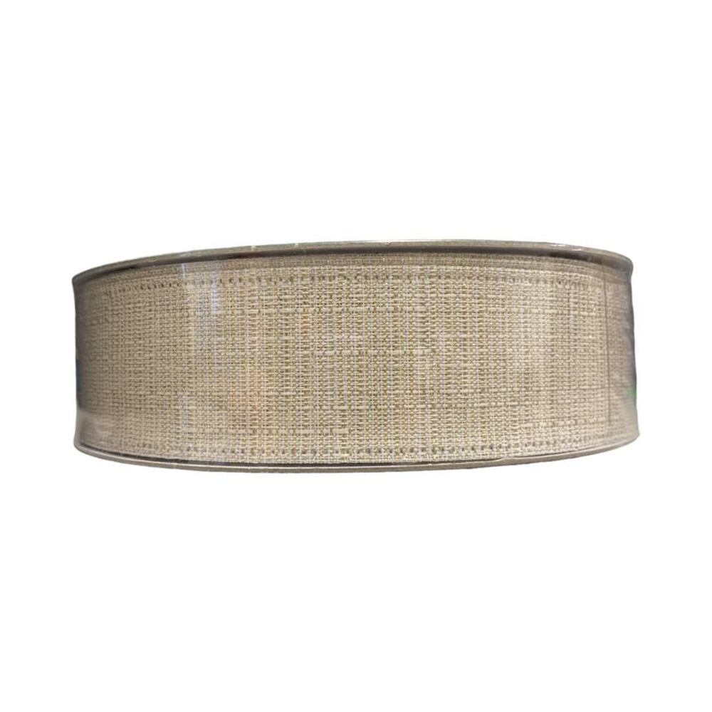 Cream/Gold - Member's Mark Wired Edge Premium Holiday Ribbon, 1.5" Wide x 50 Yar